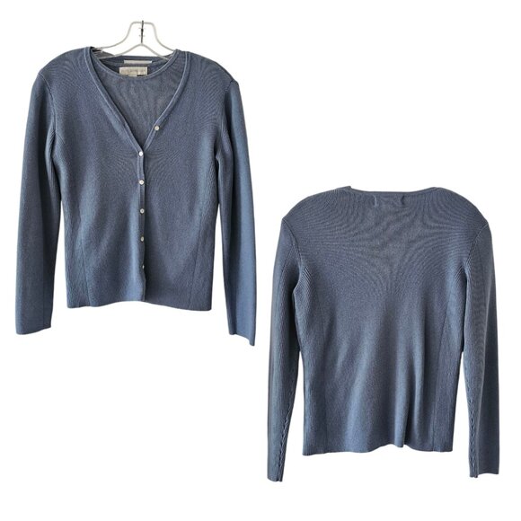 Petite Sophisticate Knit & Ribbed Cardigan & Top Set | GUC | XSP | Bluish Gray - Picture 5 of 14